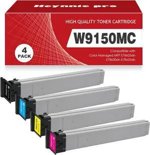 W9150 W9150MC Toner Cartridge Set (4 Pack, 1BK/1C/1M/1Y) Remanufactured Replacement for HP W9150MC W9151MC W9152MC W9153MC for HP Color Managed MFP E78625dn E78630dn E78635dn Printer