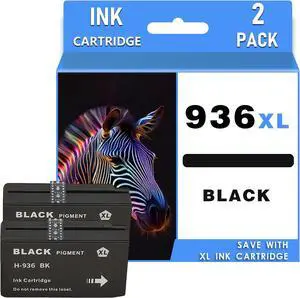 936XL 936 XL Ink Cartridges Replacement for HP 936XL Ink Cartridges High Yield Work with OFFICEJET PRO 9110B 9120 9130 9720 9730 Printers,Black×2