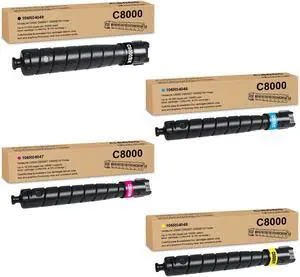 Remanufactured C8000 High Yield Toner Cartridge Replacement for Xerox Versalink C8000 C8000DT C8000DTM Printer for 106R04046 106R04047 106R04048 106R04049 , 4-Pack