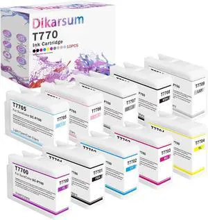 T770 770 P700 Ink Cartridge 10Pack Remanufactured T770020 T770120 T770220 T770320 T770420 T770520 T770620 T770720 T770820 T770920 Ink Replacement for SureColor P700 SC-P700 Printer