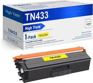 TN433Y Toner Replacement for Brother TN433 Yellow TN 433 Work with MFC-L8900CDW MFC-L8610CDW HL-L8360CDW HL-L8260CDW HL-L8360CDWT (TN 433 Toner High Yield; TN-433Y Yellow 1-Pack)
