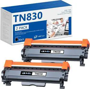 TN830 Toner Cartridge (Black, 2 Pack) Replacement for Brother TN830 TN-830 TN830XL to use with HL-L2460DW DCP-L2640DW HL-L2400D HL-L2480DW HL-L2405W MFC-L2820DW Printer