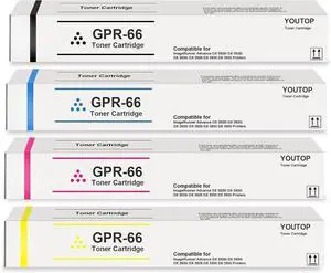 4PK High Yield GPR-66 GPR66 Toner Cartridge (5753C003AA 5754C003AA 5755C003AA 5756C003AA) Replacement for Canon ImageRUNNER Advance DX C3926i DX C3930i DX C3935i Printer