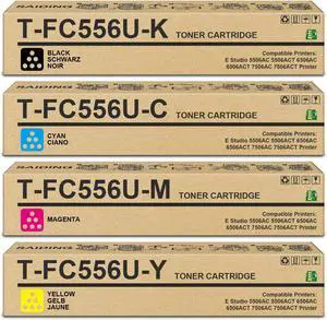 High Yield T-FC556U TFC556U T FC556U Toner Cartridge Compatible for Toshiba E Studio 5506AC 5506ACT 6506AC 6506ACT 7506AC 7506ACT Printer(4-Pack.Black Cyan Magenta Yellow)