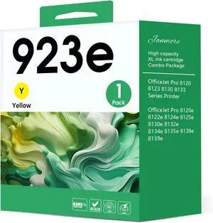 JANMORE 923e 923 Yellow Ink Cartridge High Yield Replacement for 923 Ink cartridges for OfficeJet 8122e Pro 8135e,8138e,8139e Printer (1 Yellow)