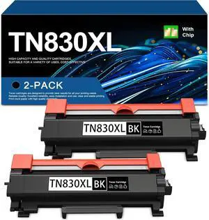 TN830XL Toner (with Chip) High Yield Replacement for Brother TN830XL TN830 Toner to use with DCP-L2640dw HL-L2405w HL-L2460DW HL-L2400D HL-L2480DW MFC-L2820DW Printer (2Black) Print up to 6,400 Pages