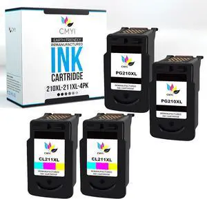 210XL 211XL Replacement Combo Pack Ink Cartridges for Canon PIXMA iP2700, iP2702, MP240, MP250, MP260, MP270, MP280, MP480, MP490, MP495, MP499, MX320, MX330, MX340 Printers (2 Black, 2 Color)