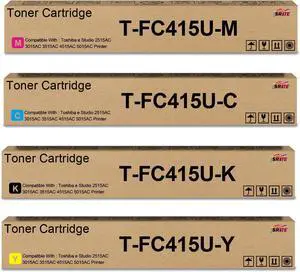 T-FC415U Toner Cartridge Replacement for Toshiba T-FC415U-K T-FC415U-C T-FC415U-M T-FC415U-Y Toner for E-Studio 2515AC 3015AC 3515AC 4515AC 5015AC Printers (4-Pack)