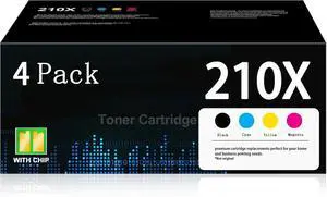 210X Toner Cartridges with Chip 4 Pack High Yield W2100X W2101X W2102X W2103X Replacement for 210X 210A Work with Color Pro MFP 4301fdw 4301fdn Pro 4201dw 4201dn Series (1B/1C/1Y/1M, 4-Pack)