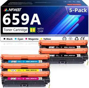 659A 659 A Toner Cartridges Replacement for HP 659A Toner Cartridge High Yield for Color M856dn M856x MFP Flow M776z M776x M776zs M776dn Printer W2010A W2011A W2012A W2013A (5 Pack,2BK+1C+1M+1Y)