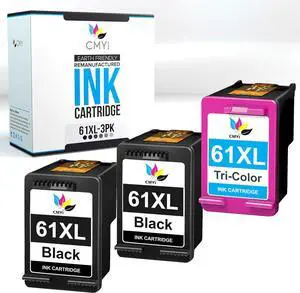 61XL Replacement Combo Pack Ink Cartridges for HP DeskJet 1510, 1511, 1512, 1513, 1514, 2000, 2050, OfficeJet 2620, 2621, 2622, 4630, 4631, 4632, 4634, 4635, 4636 Printers (2 Black, 1 Color)