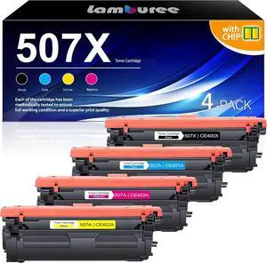 507X Toner Cartridge High Yield Replacement for HP 507X 507A Toner Cartridges CE400X CE401A CE402A CE403A Enterprise M551n M551dn M551xh MFP M575dn M575f M575c M570dn Printer 4 Pack (B/C/M/Y)