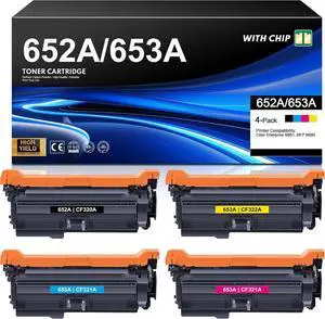 652A 653A Toner Cartridge Replacement for HP 652A 653A CF320A CF321A CF322A CF323A for MFP M680dn M680f M680z Color M651n M651dn M651xh Printer (4-Pack Black Cyan Magenta Yellow)
