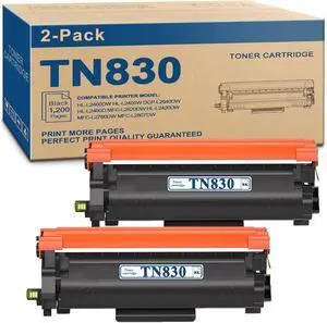 TN830 Toner Cartridge - Replacement for TN830 TN-830 TN830XL to use with HL-L2460DW DCP-L2640DW HL-L2405W HL-L2400D HL-L2480DW MFC-L2820DW MFC-L2820DWXL Printer (2 Black, with Chip)