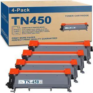 TN-450 Toner Replacement for Brother TN450 Toner Cartridge High Yield (Black, 4-Pack)