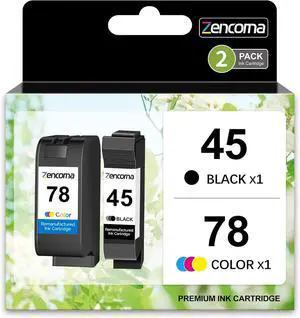 Remanufactured 45 78 High-Yield Ink Cartridge Replacement for HP 45 78 51645 51645A C6578AN C6578DN for Color Copier 180 Deskjet 1100C 1220C 6122 930C 970C 990C Printer (1 Black 1 Tri-Color)