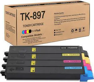 TK897 TK-897 Toner Cartridge TK-897K TK-897C TK-897M TK-897Y Color Set Replacement for Kyocera C8520MFP C8020MFP C8025MFP C8030MFP C8525MFP , TASKalfa 205c 255c 206ci 256ci Printers