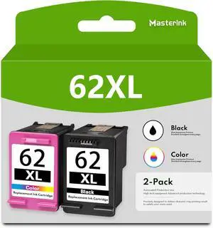 62XL Ink Cartridges Combo Pack Compatible 62XL 62 Ink Cartridge Replacement for HP Envy 5640 5740 5746 7640 OfficeJet 5740 5742 OfficeJet Mobile 250 200 Printer (2 Pack 1Black 1Tri-Color)
