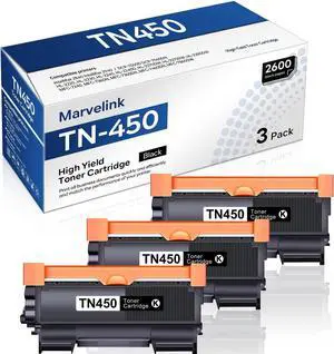 TN450 TN-450 High Yield Toner Cartridge 3 Pack Replacement for Brother TN450 TN-450 Compatible with HL-2270DW HL-2280DW HL-2230 MFC-7360N MFC-7860DW Intellifax 2840 2940 Printer Ink