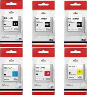 MS.R Compatible Ink Cartridges Replacement for Canon PFI120 to use with Canon imagePROGRAF iPF TM-200 TM-300 TM-305 TM-205 (2 Matte Black, 1 Black, 1 Cyan, 1 Magenta, 1 Yellow, 6 Pack)