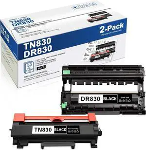 DR830 Drum Unit & TN830 Toner Cartridge High Yield - Replacement for Brother TN-830 DR-830 TN 830 DCP-L2640DW HL-L2400D HL-L2405W HL-L2480DW HL-L2460DW MFC-L2820DW Printer (Black, 1Toner +1Drum)