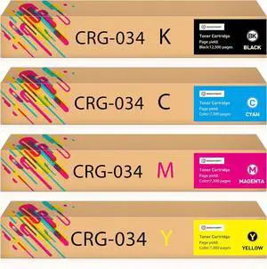 CRG-034 Toner Cartridge 9454B001 9453B001 9452B001 9451B001 CRG034 Replacement for imageCLASS MF810Cdn MF820Cdn imageRUNNER C1225 C1225iF Printers (4-Pack BCMY)