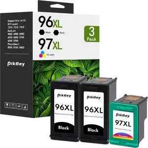 96XL 97XL Ink Cartridges (3-Pack, 2Black / 1Tri-Color) Compatible 96XL 97XL Ink Cartridges Replacement for HP 96XL 97XL Deskjet 6940 6980 9800 6988 Officejet 7310 7210 PhotoSmart 8050 Printer