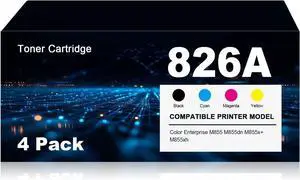 Remanufactured 826A Toner Cartridge Replacement for HP CF310A CF311A CF312A CF313A for M855 M855dn M855x+ M855xh Printer (1 Black, 1 Cyan, 1 Yellow, 1 Magenta)