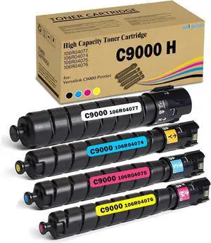 VersaLink C9000 Toner Cartridge High Capacity Replacement for Xerox 106R04077 106R04074 106R04075 106R04076 usefor Xerox VersaLink C9000 Printer Ink Black:31,400 Pages,CMY:26,500 Pages