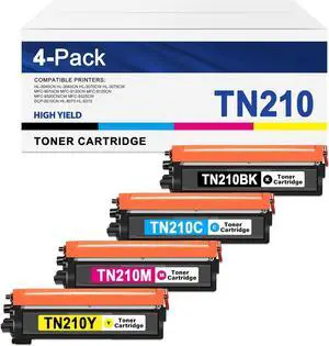 TN-210 TN210 Toner Cartridge Set Replacement for Brother TN210BK TN210C TN210M TN210Y Work with MFC-9125CN MFC-9325CW HL-3045CN HL-3070CW Printer(4 Pack, BK/C/M/Y) TN-210 TN210 Toner Cartridge Set Replacement for Brother TN210BK TN210C TN210M TN210Y Work with MFC-9125CN MFC-9325CW HL-3045CN HL-3070CW Printer(4 Pack, BK/C/M/Y)