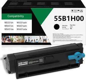 55B1H00 High Yield Toner Cartridge(15,500 Page-Yield, Black) - Compatible 55B1H00 Toner Cartridge Replacement for Lexmark MS331dn MS431dn MS431dw MX331adn MX431adn MX431adw Printer(1-Pack)