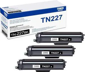 3 Pack TN227 Black Toner Cartridge, Compatible for Brother TN227 TN-227 Toner Replacement for MFC-L3770CDW L3710CW L3750CDW L3730CDW HL-3210CW 3230CDW 3270CDW 3290CDW DCP-L3510CDW L3550CDW Printer
