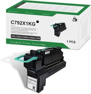 C792X1KG Black Toner Cartridge(1-Pack) - Lvan Compatible C792 High Yield Toner Cartridge Replacement for Lexmark C792 C792de C792dhe C792dte C792e Printer