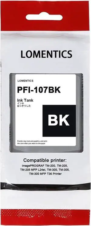PFI-107 130ml Black Ink Tank (1 Pack) Lometic Compatible PFI-107BK Ink Replacement for Canon iPF680/685/780/785 Printer