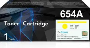 (with Chip) 654A Yellow High Yield Toner Cartridge 1-Pack, CF332A Yellow Toner Replacement for HP 654A Toner Works with Color Laser Enterprise M680z, M651n, M651xh, M651dn; MFP M680f, M680dn Printer