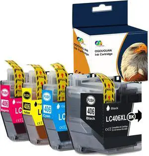 OGOUGUAN LC406XL High Yield Ink Cartridge for Brother Printer for LC406 Ink Cartridges LC406XL LC 406 XL to use with MFC-J4535DW MFC-J4335DW MFC-J5855DW MFC-J6555DW Printer (4 Pack)