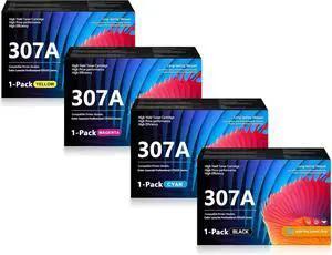 307A CE740A CE741A CE742A CE743A Compatible Toner Cartridge Replacement for HP Color CP5220 CP5225 CP5225n CP5225dn Printer (Black/Cyan/Magenta /Yellow, 4-Pack)