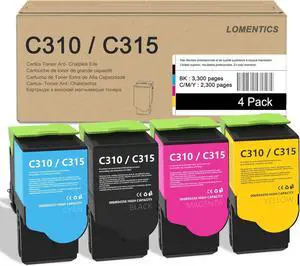 C310 / C315 Toner Cartridge (4 Pack, BK/C/M/Y)- Loets Compatible 006R04356 006R04357 006R04358 006R04359 Toner Replacement for Xerox C310DNIM C310DNI C310 C315 Color Printer