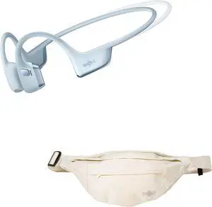 SHOKZ OpenRun Pro2 Blue - Mini Size - Open Ear Headphones - with Beige Waist Pack - for Sports