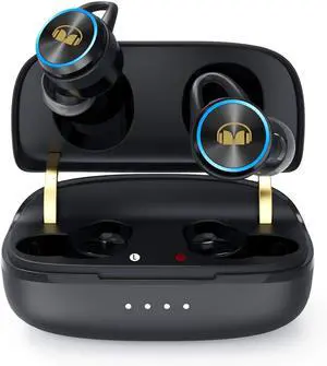 Monster Clarity 101Plus AirLinks Wireless Earbuds, Bluetooth 5.3 in-Ear Headphones with Charging Case, Stereo Earphones Deep Bass Sound, 28H Long Playtime, Water Resistant Design for Sports.