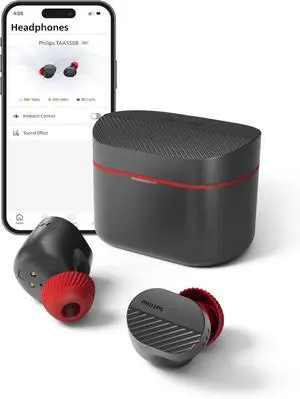 PHILIPS TAA5508 Wireless Earbuds,True Wireless Headphones with Noise Canceling Pro,Quality Sound,28 H Battery Life,Fast Charging,Bluetooth 5.3,Multipoint Connectivity,IPX5,for Sports,App Control,Black PHILIPS TAA5508 Wireless Earbuds,True Wireless Headphones with Noise Canceling Pro,Quality Sound,28 H Battery Life,Fast Charging,Bluetooth 5.3,Multipoint Connectivity,IPX5,for Sports,App Control,Black