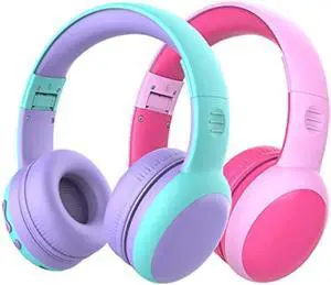 gorsun Kids Bluetooth Headphones, Portable Wireless Headset for Kids, Bluetooth 5.3, Over-Ear Toddler Headphones with Microphone, 85dB Volume Limited, 40 Hours Playtime (Pink+Purple)