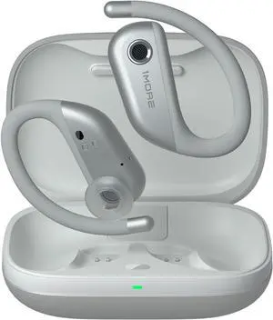 1MORE Fit Open Earbuds S50, Open Ear Wireless Headphones Bluetooth 5.3 with 4 Microphone, Earbuds with Earhooks for Sports Running, IPX7, Fast Charging, 38H-Playtime, Preset EQ Via App, Silver