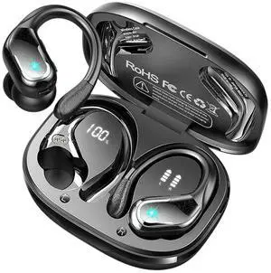 75Hrs BIIuetuth 5.3 Earphones IP7 Wirreless Headphones with ENC Noise Caning Mic Deep Bass for Sports Workout Gym