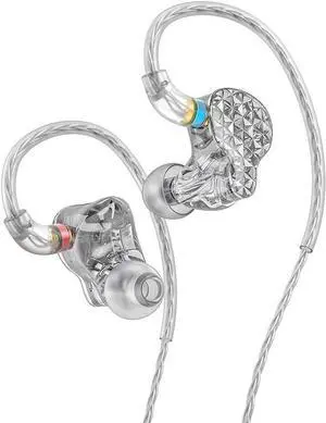 FiiO FA9 Earphone Wired Headphones in-Ear HiFi 6BA with Detachable MMCX monocrystalline Silver-Plated Copper Cable DLP Hi-Res for Smartphones/PC/Laptop/Tablet (Clear)