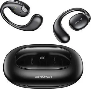 AWEI T80 Wireless Over Ear Earbuds Bluetooth Headphones 50hrs Play Back Sport Earphones IPX6 Waterproof Over-Ear Buds with Earhooks Built-in Mic Headset for TV, Mobile, Phones, Laptops