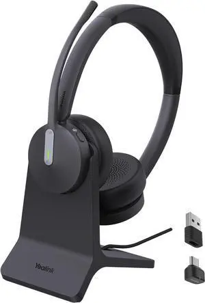 Yealink BH70 Dual Wireless Headset with Mic for Work, Bluetooth Headphone with Teams Certification, up to 35h Talk Time, 147g All-Day Wearing Comfort, Include USB-C/A Dongle & BHC70 Charging Stand