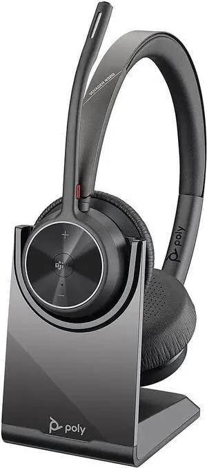 Poly - Voyager 4320 UC Wireless Headset + Charge Stand (Plantronics) - Headphones w/Mic - Connect to PC/Mac via USB-A Bluetooth Adapter, Cell Phone via Bluetooth-Works w/Teams (Certified), Zoom&More