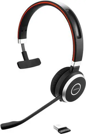 Jabra Evolve 65 SE Mono Wireless Headset - Bluetooth Headset with Noise-Cancelling Microphone, Long-Lasting Battery, and Dual Connectivity - MS Teams Certified, Works with All Other Platforms - Black