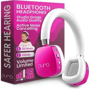 Puro Sound Labs PuroQuiet Plus Noise Cancelling Headphones for Kids, Bluetooth Kids On Ear Headphones with Mic, Lightweight On-Ear Design, Studio-Grade Sound (Pink)